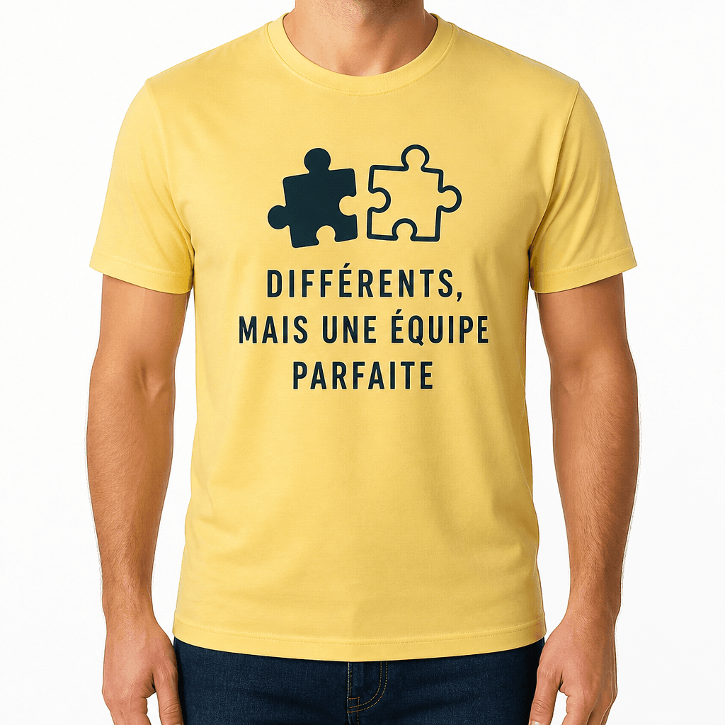 T-shirt pour collègue – DIFFÉRENTS, MAIS UNE ÉQUIPE PARFAITE