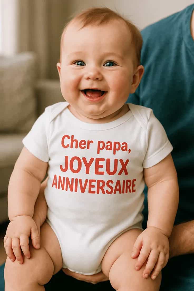 Body bébé Anniversaire personnalisé Cher papa, JOYEUX