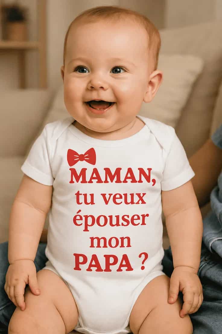 Body bébé Demande en mariage à papa, inscription au choix