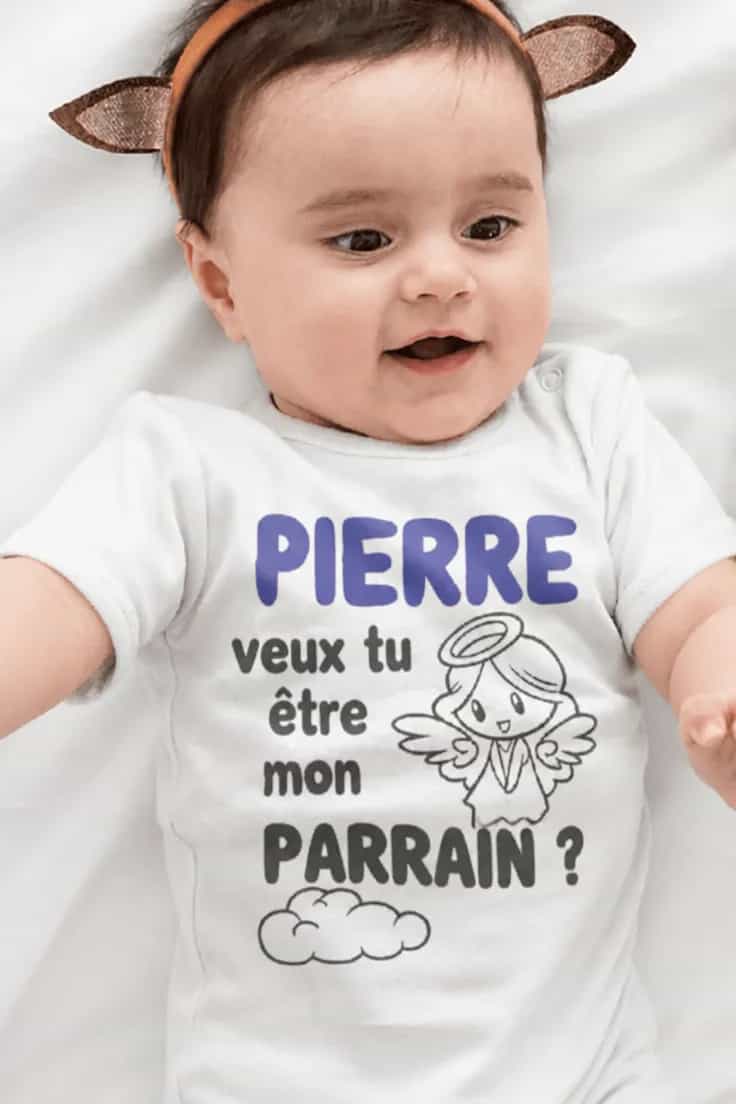 Body bébé Demande parrain avec prénom personnalisé