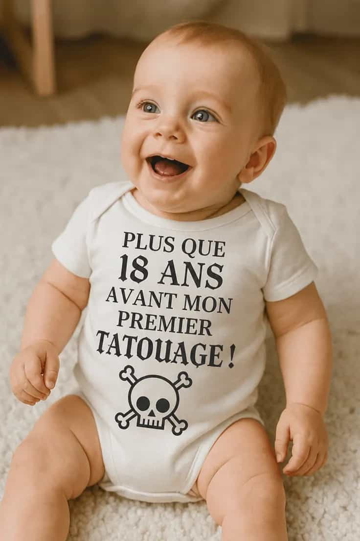 Body bĂ©bĂ© Premier tatouage â PLUS QUE 18 ANS