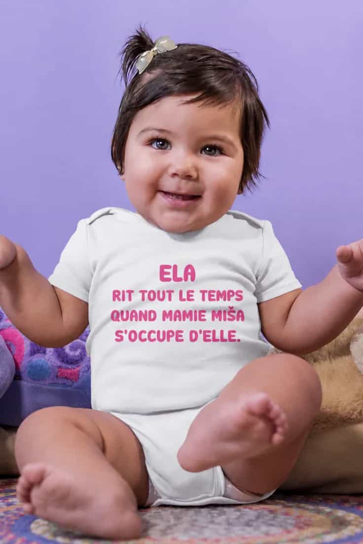 Body bébé Rires chez mamie avec prénom personnalisé