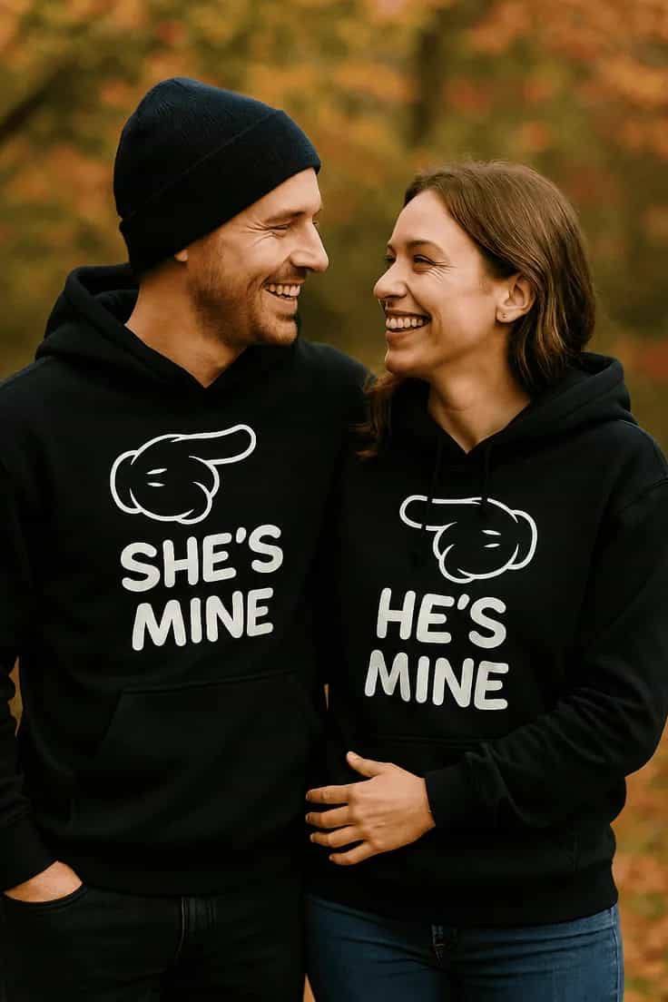 Pull humoristique Couple à message assorti