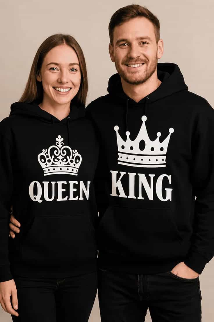 Pull humoristique King queen en duo QUEEN KING