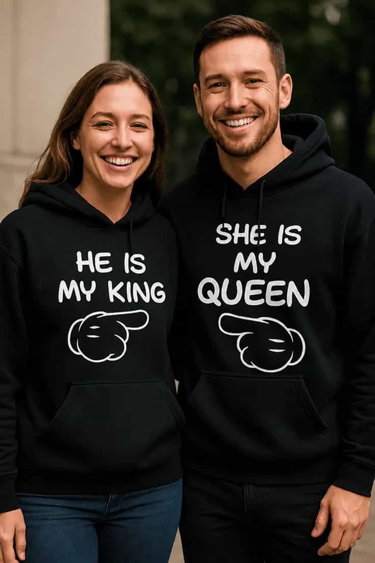 Pull humoristique Roi et reine assortis HE IS MY KING
