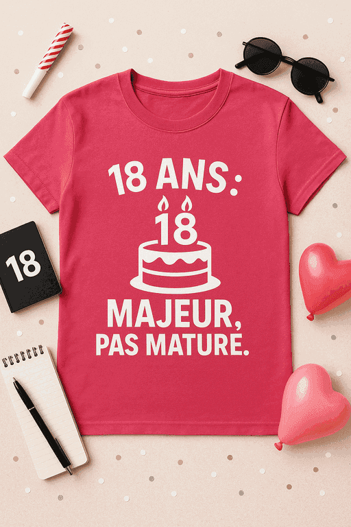 T-shirt 18 ans : majeur, pas mature