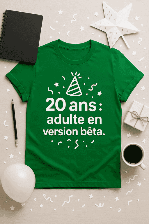 T-shirt 20 ans : adulte en version bĂȘta