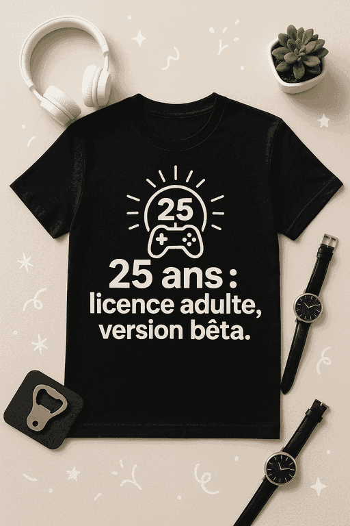 T-shirt 25 ans : licence adulte, version bêta