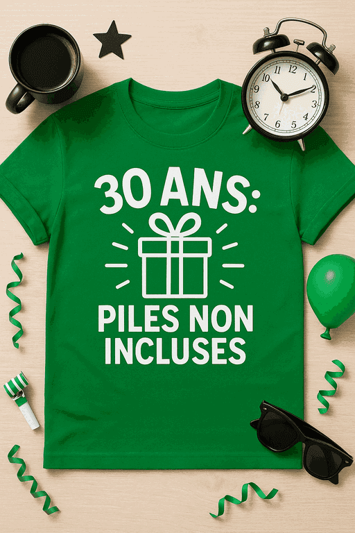 T-shirt 30 ans : piles non incluses