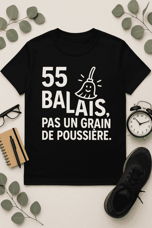 T-shirt 55 balais, pas un grain de poussière