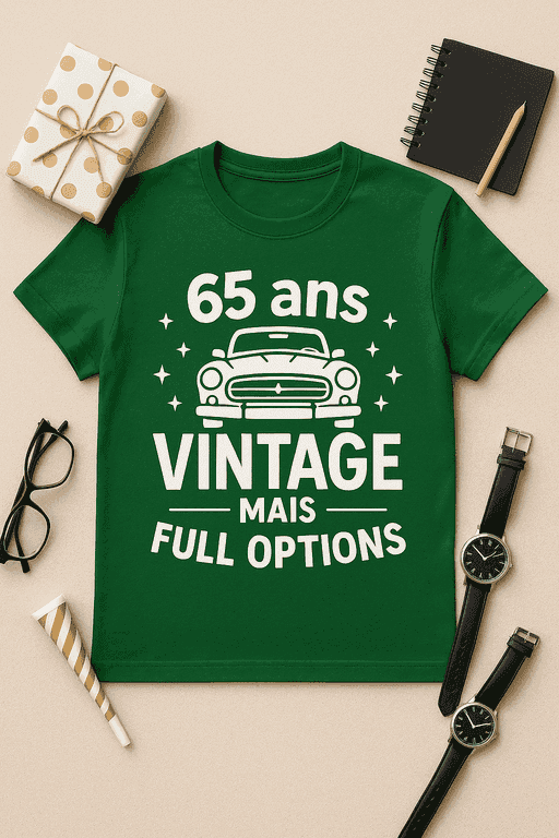 T-shirt 65 ans, vintage mais full options