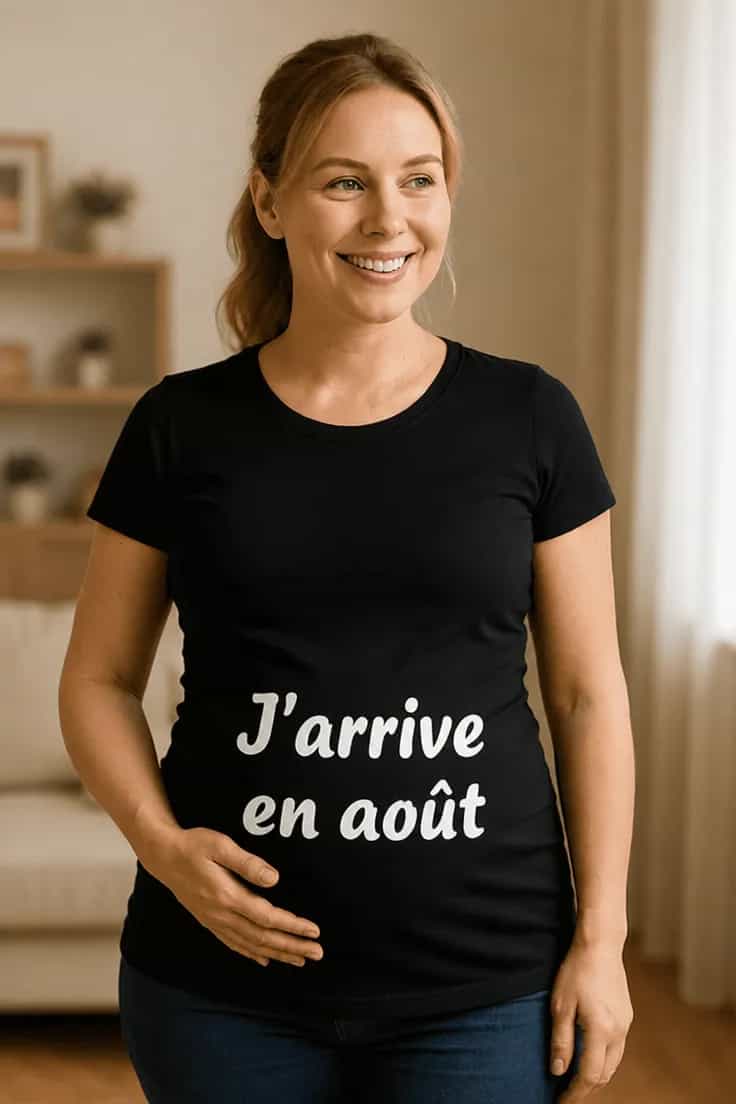 T-shirt de grossesse Arrivée en août – J'arrive en août