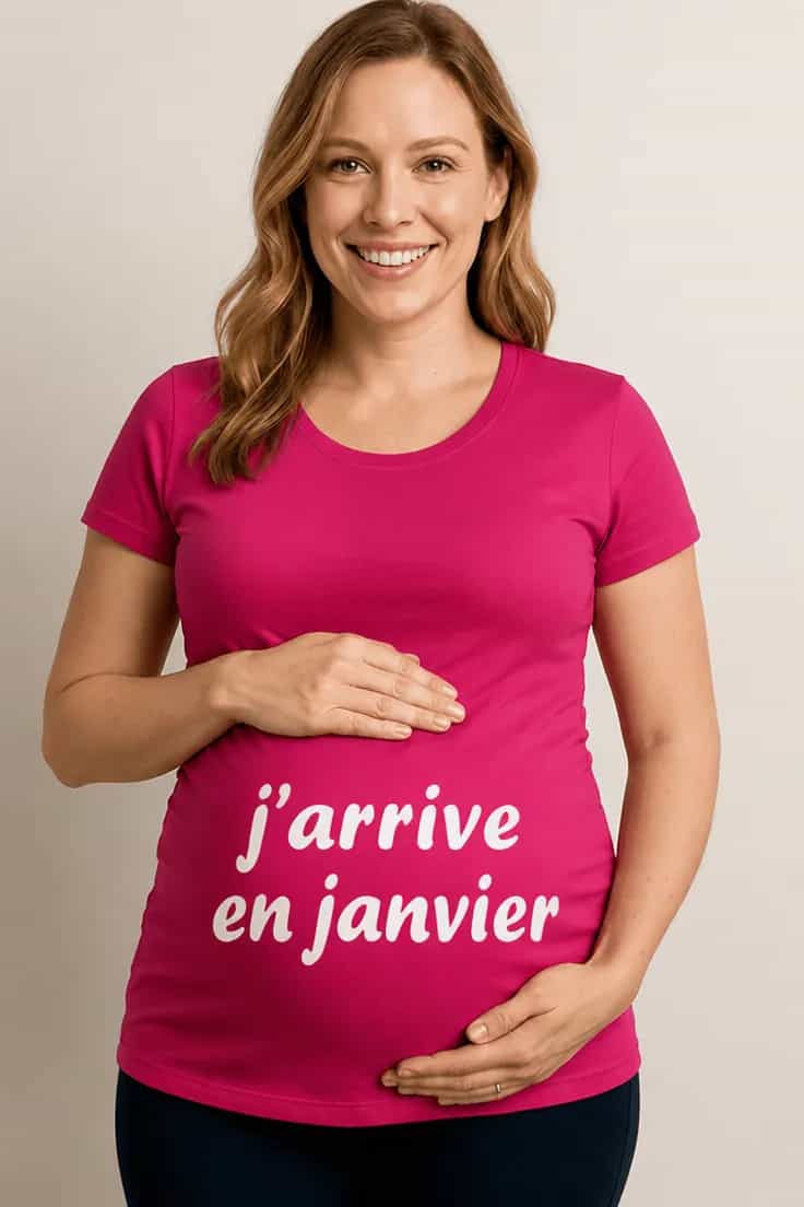 T-shirt de grossesse Arrivée en janvier - j'arrive