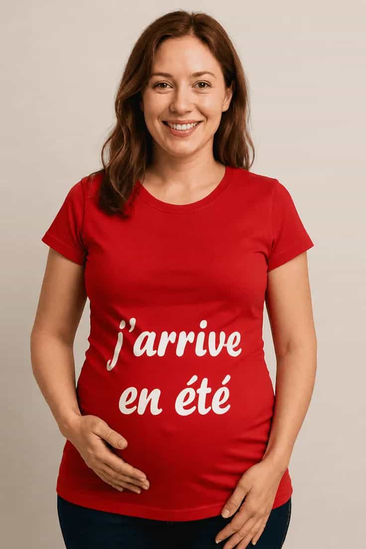 T-shirt de grossesse Bébé arrive en été - j'arrive