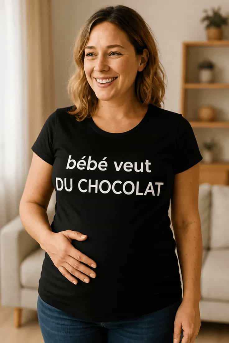 T-shirt de grossesse Bébé veut du chocolat