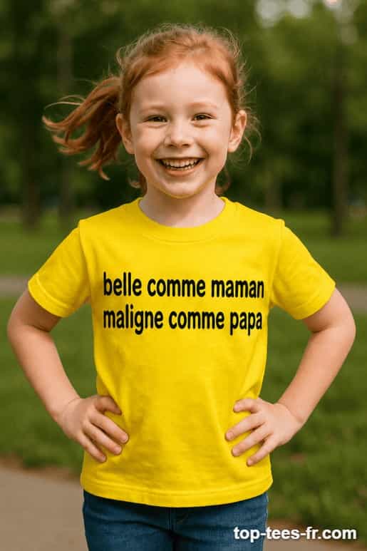 T-shirt enfant belle comme maman maligne comme papa