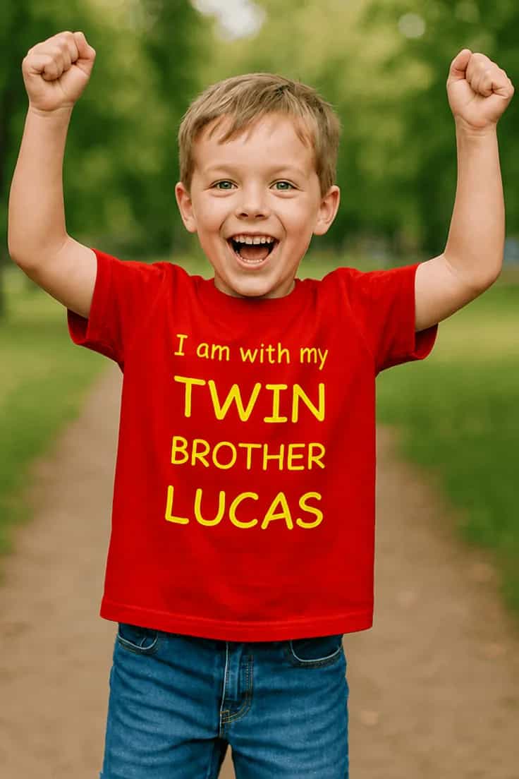 T-shirt enfant Frère jumeau avec prénom personnalisé