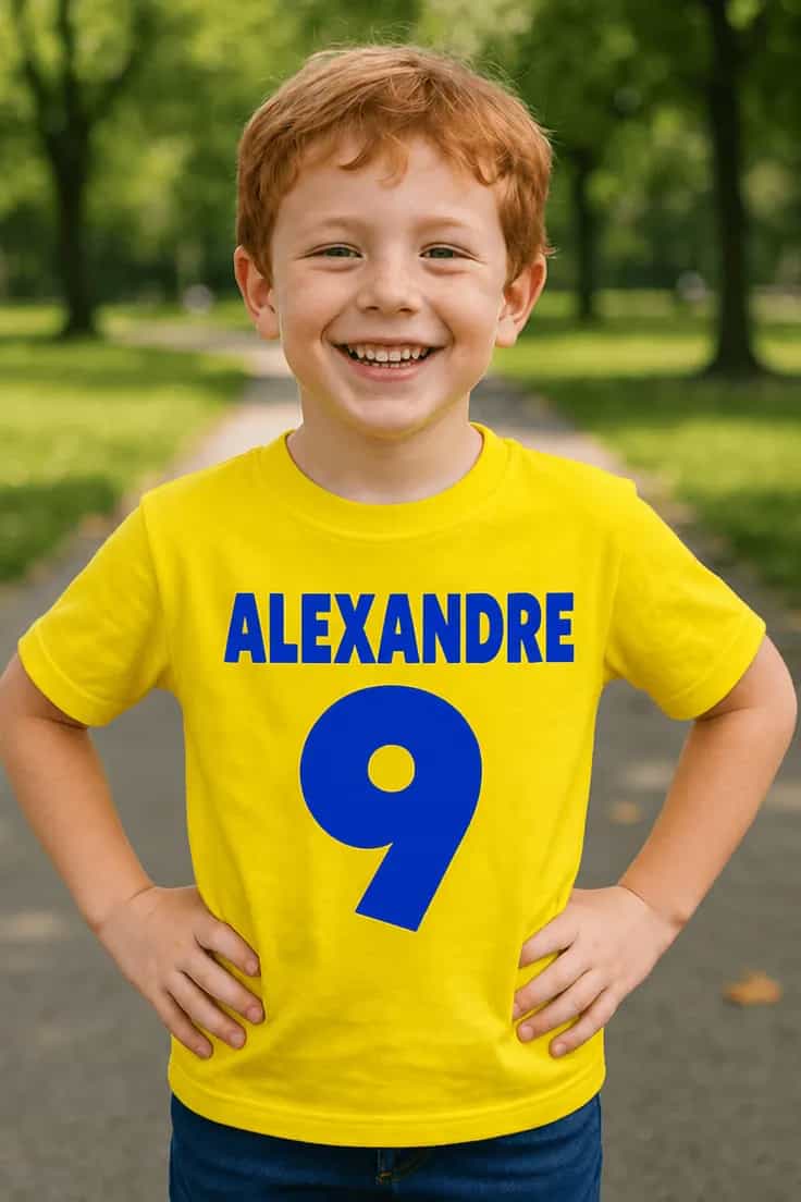 T-shirt enfant maillot sportif avec prénom ALEXANDRE