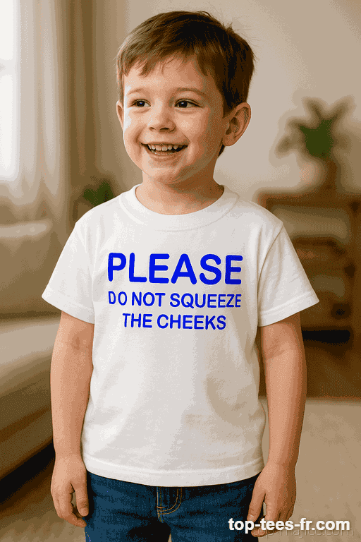 T-shirt enfant please do not squeeze the cheeks