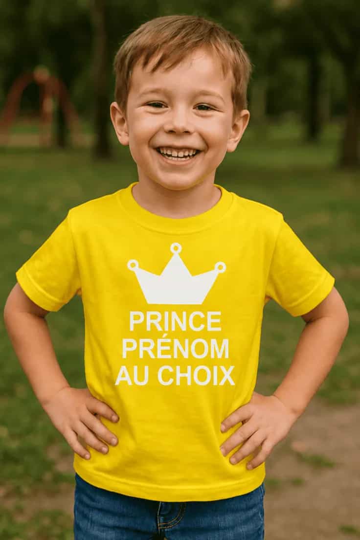 T-shirt enfant Prince avec prénom personnalisé