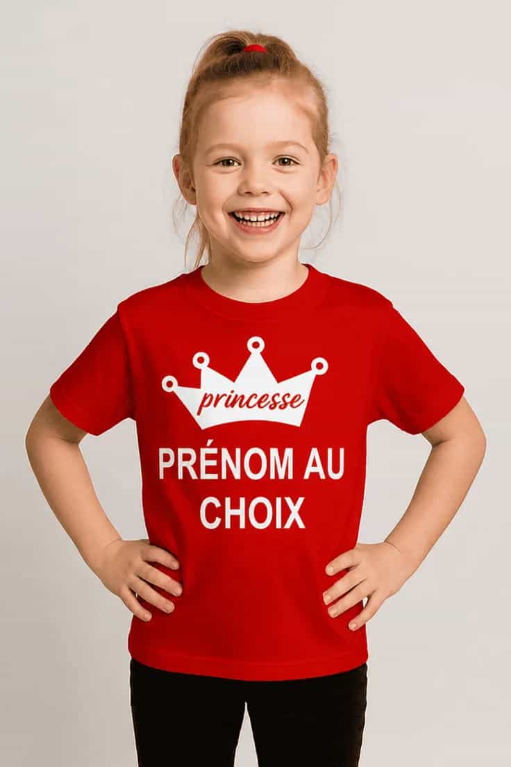 T-shirt enfant Princesse avec prénom personnalisé