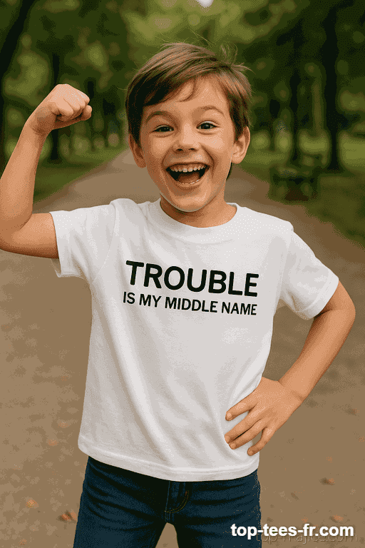 T-shirt enfant trouble is my middle name