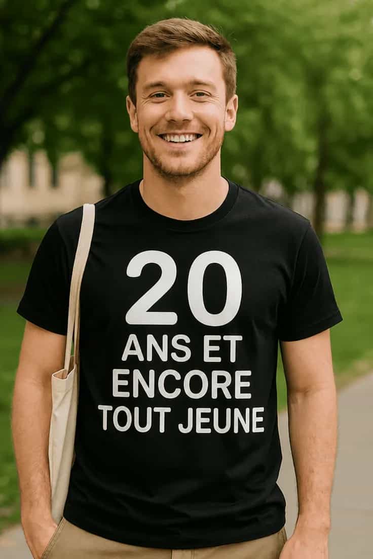 T-shirt humoristique 20 ans tout jeune