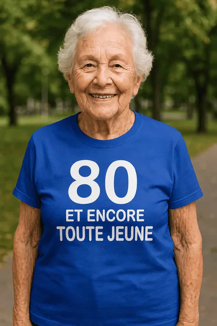 T-shirt humoristique 80 ans encore jeune