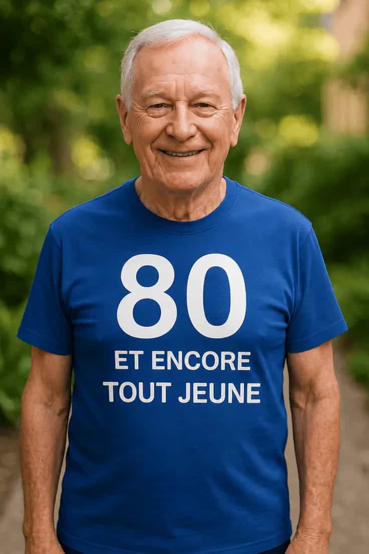 T-shirt humoristique 80 ans tout jeune