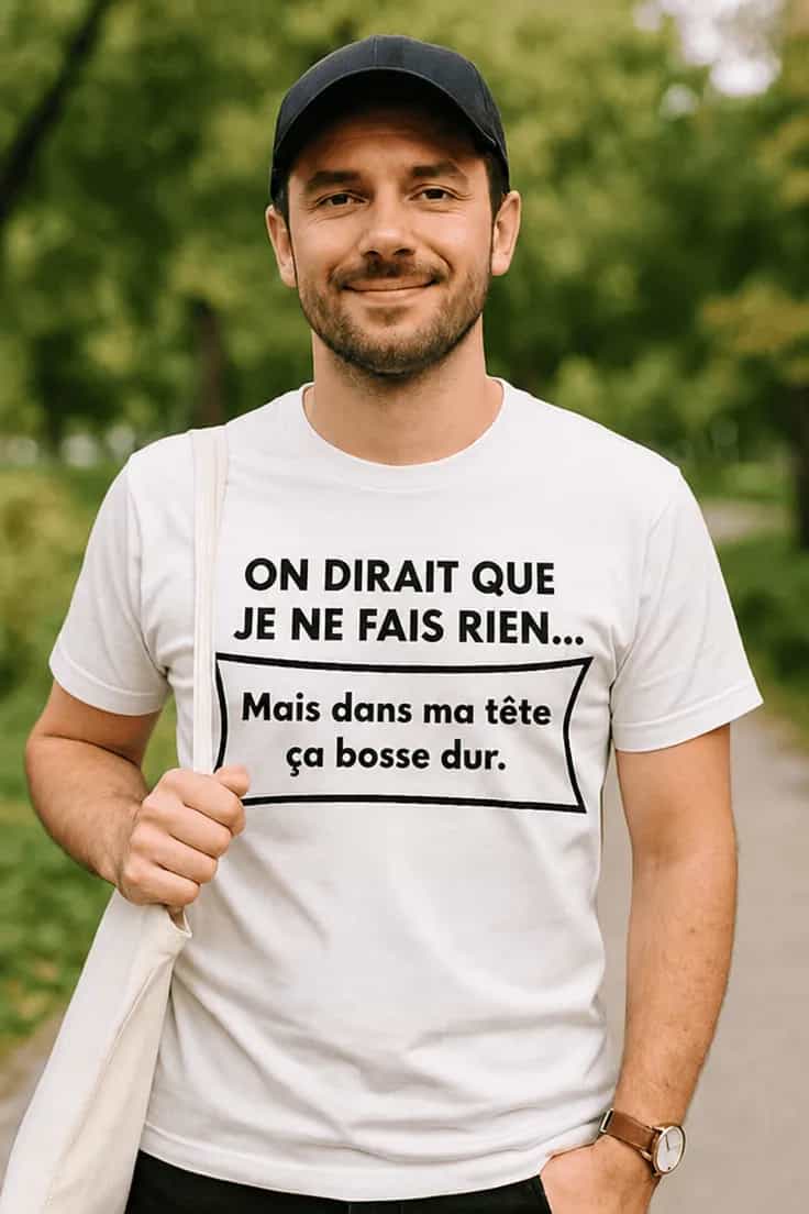 T-shirt humoristique Ça bosse dans ma tête