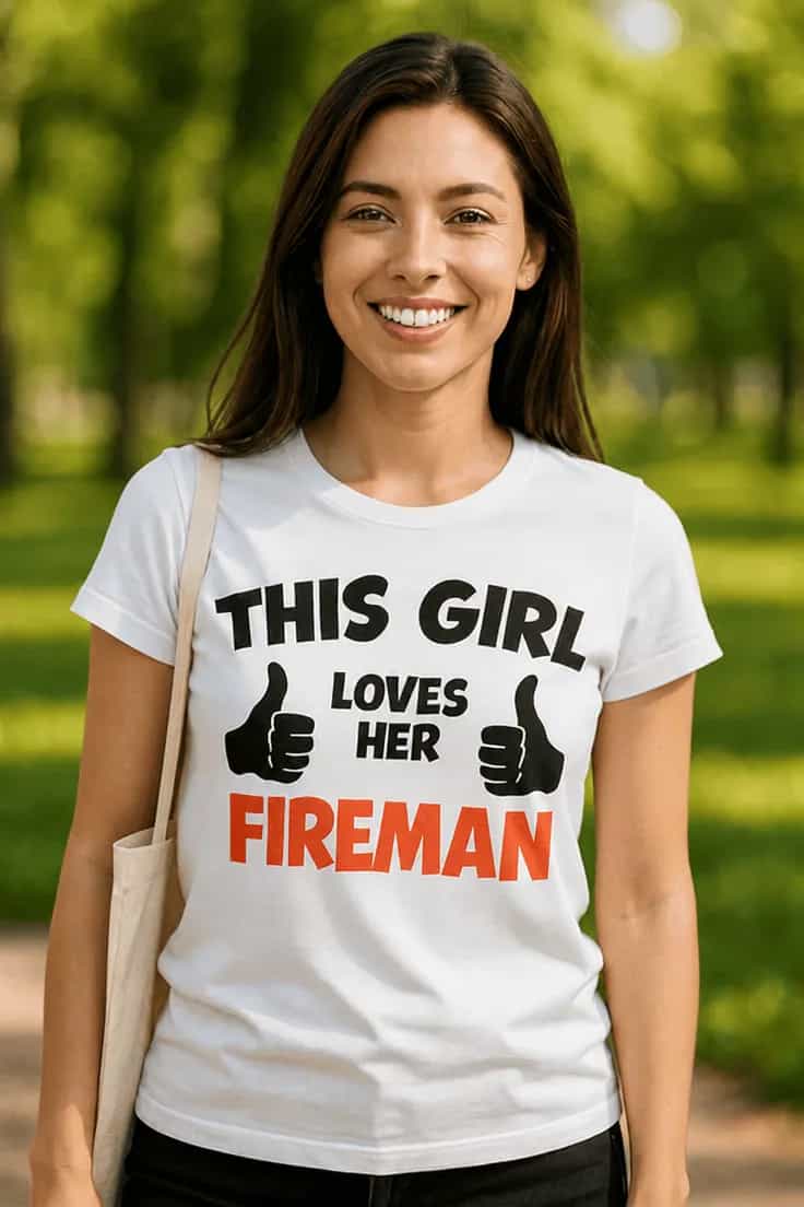 T-shirt humoristique Amoureuse de son pompier