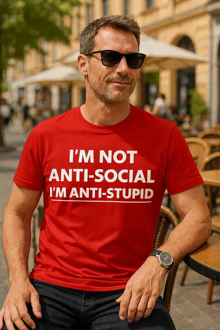T-shirt humoristique Anti stupide - I'M NOT ANTI-SOCIAL