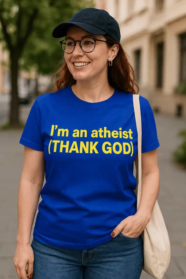 T-shirt humoristique Athée grâce à dieu