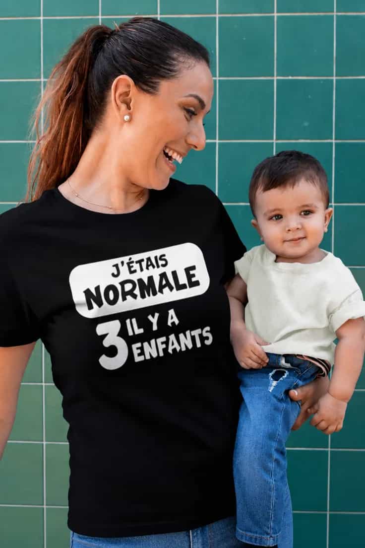 T-shirt humoristique avant trois enfants, version originale