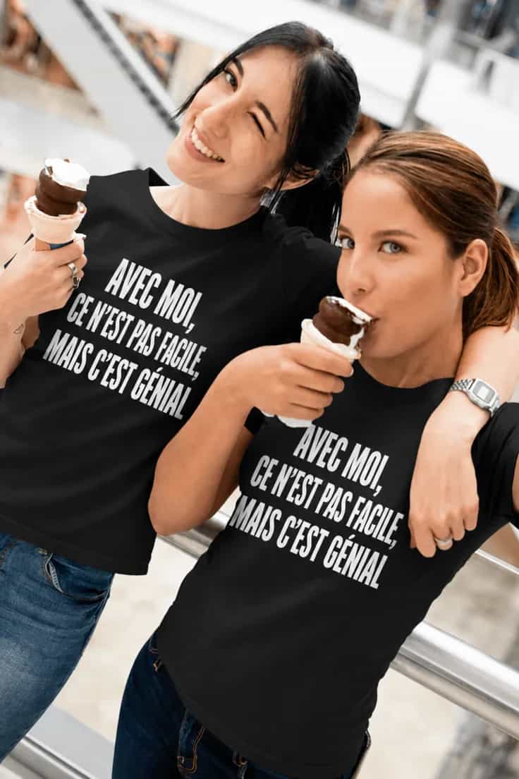 T-shirt humoristique Avec moi pas facile