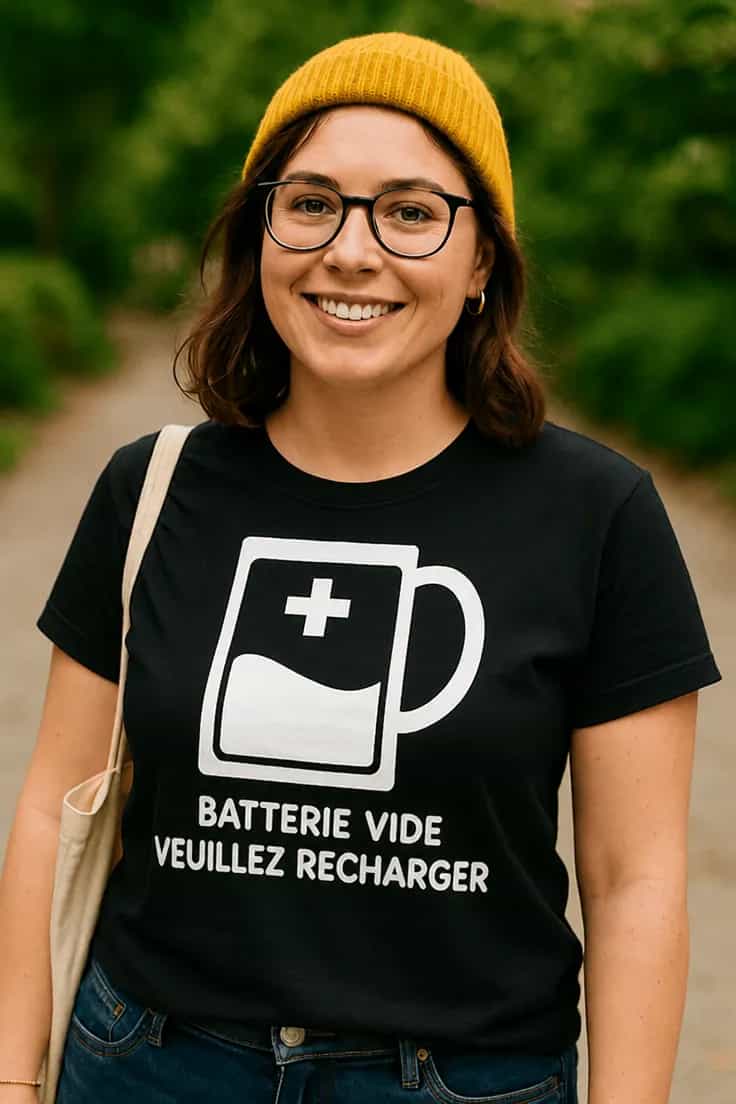 T-shirt humoristique Batterie vide à recharger