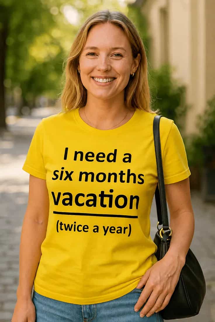 T-shirt Besoin de vacances, six mois deux fois par an