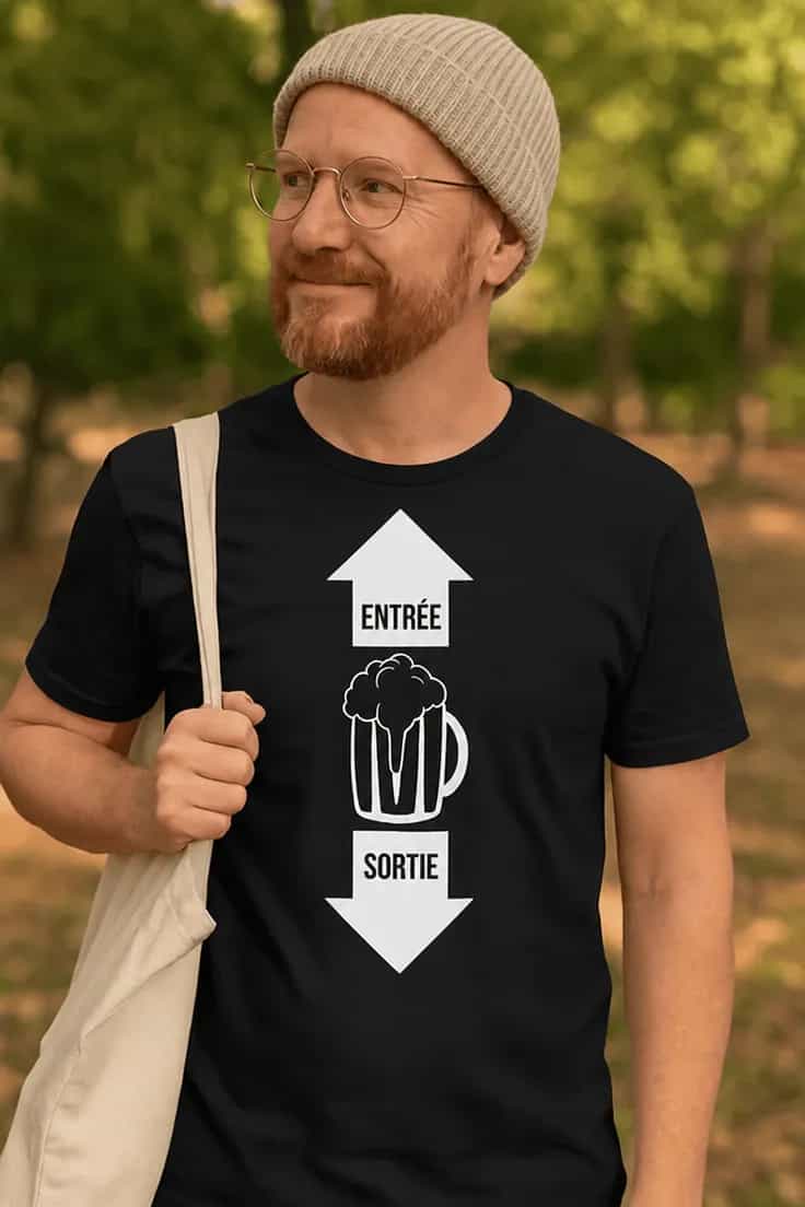 T-shirt humoristique Bière entrée sortie