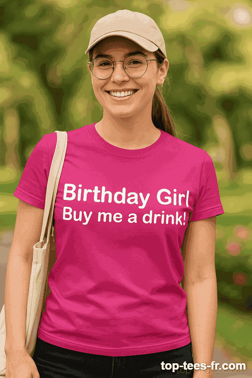 T-shirt humoristique birthday girl buy me a drink