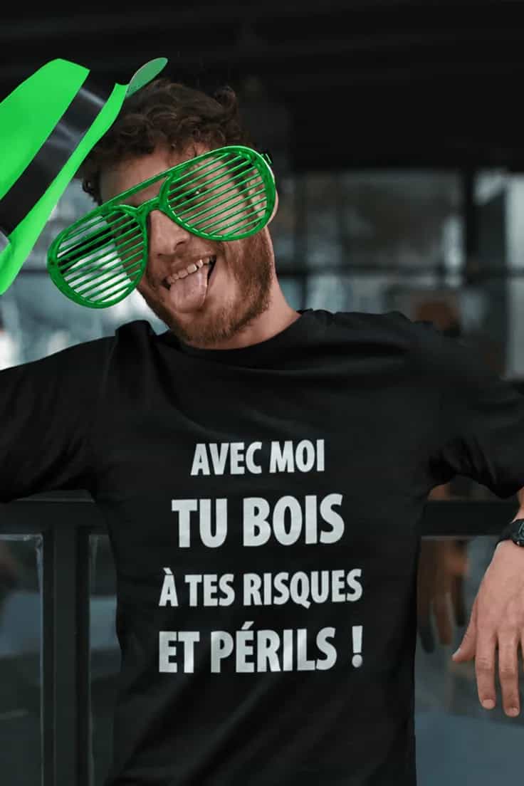 T-shirt humoristique boire à vos risques - AVEC MOI