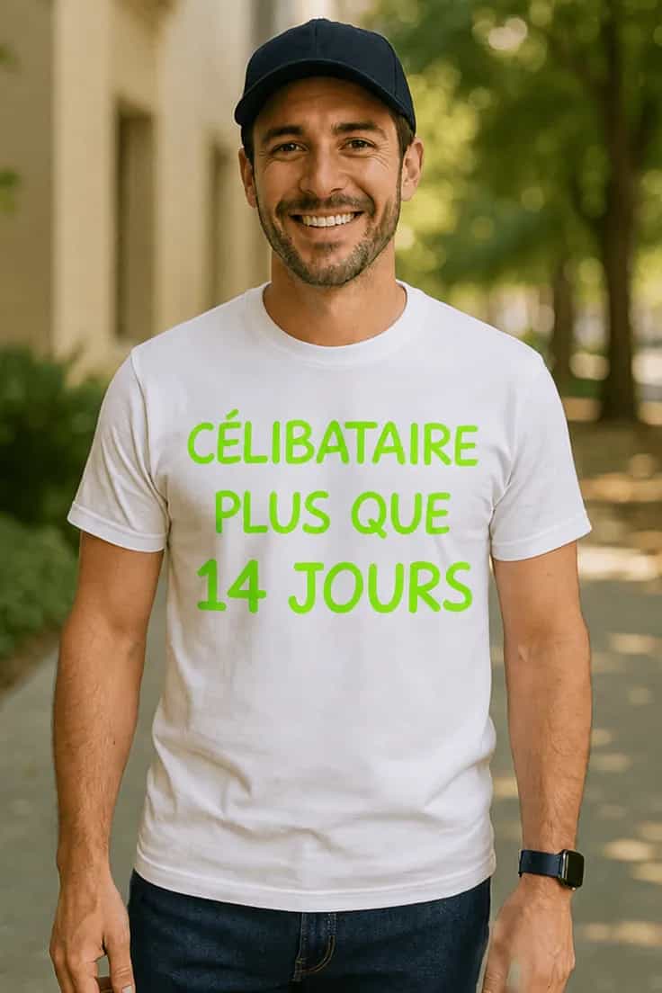 T-shirt humoristique Célibataire plus que 14 jours