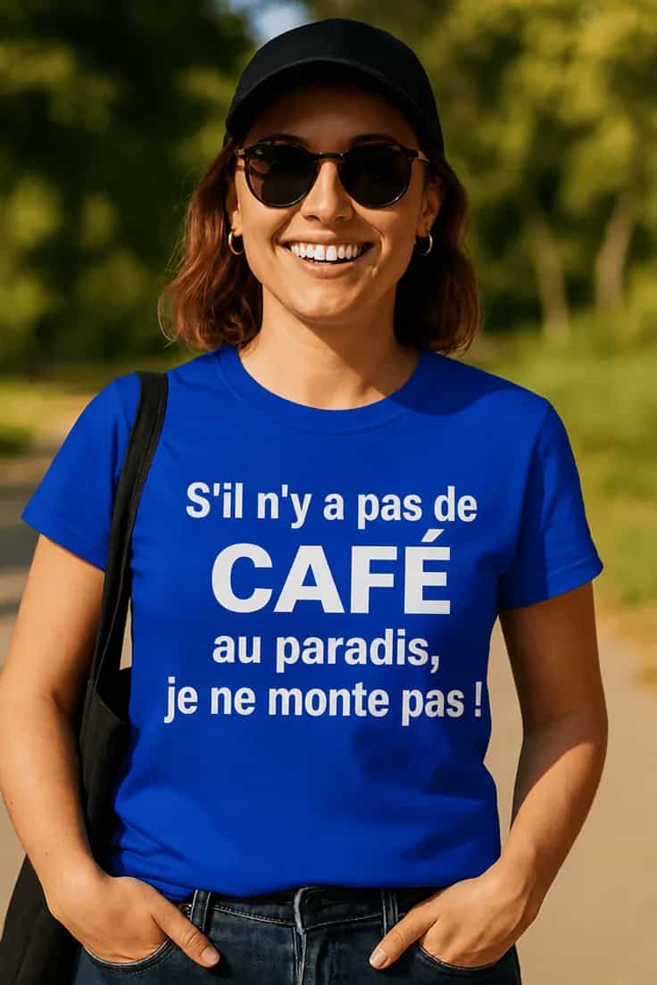T-shirt humoristique Café au paradis - S'il n'y a pas