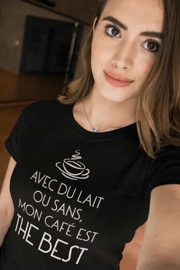T-shirt humoristique Café the best - AVEC DU LAIT