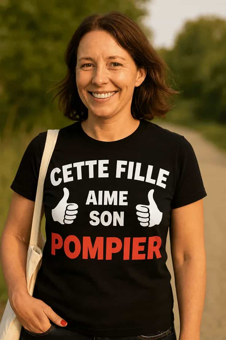T-shirt humoristique Cette fille aime son pompier