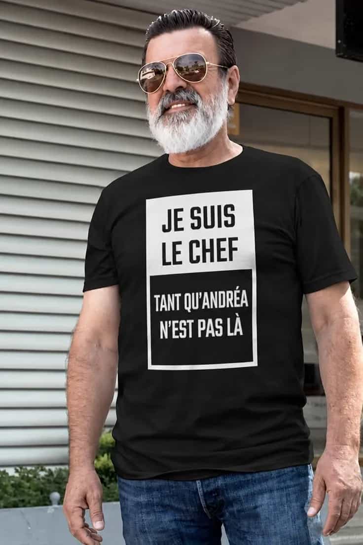 T-shirt humoristique Chef provisoire avec prénom