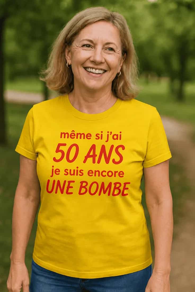 T-shirt humoristique Cinquante ans une bombe