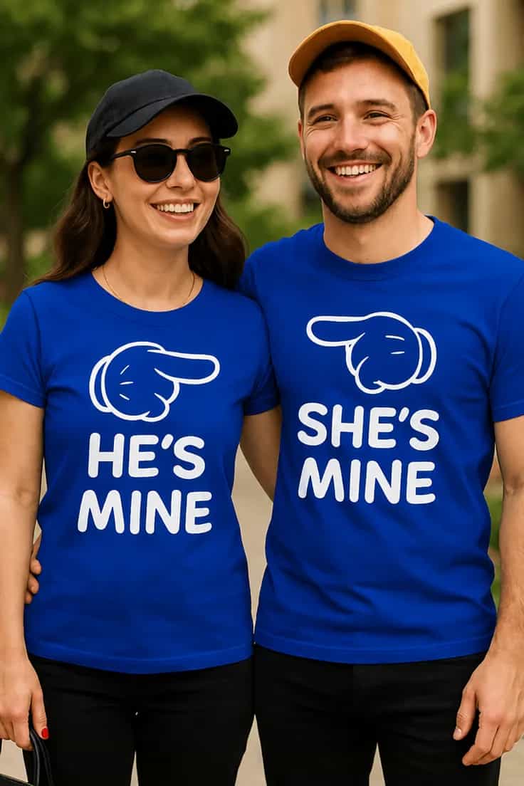 T-shirt humoristique Couple assorti HE'S MINE SHE'S MINE