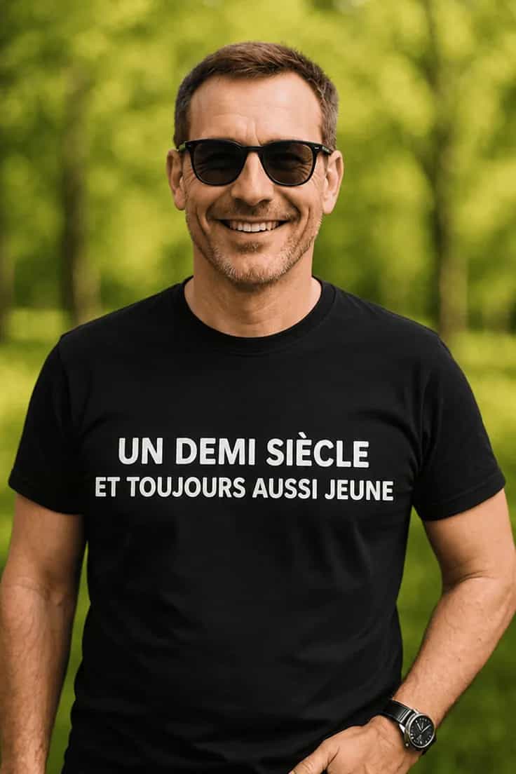 T-shirt humoristique demi siècle toujours jeune