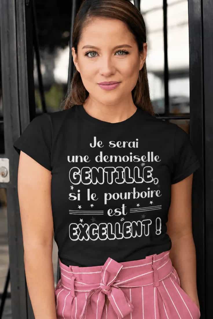 T-shirt humoristique Demoiselle gentille pourboire