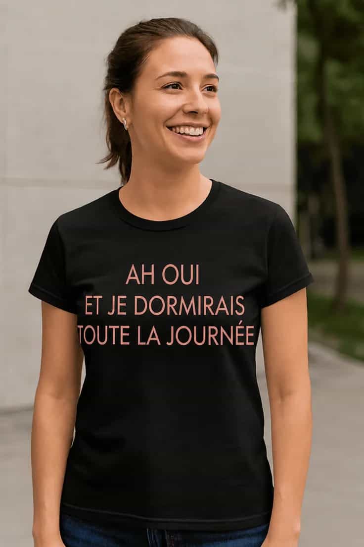 T-shirt humoristique Dormir toute la journée